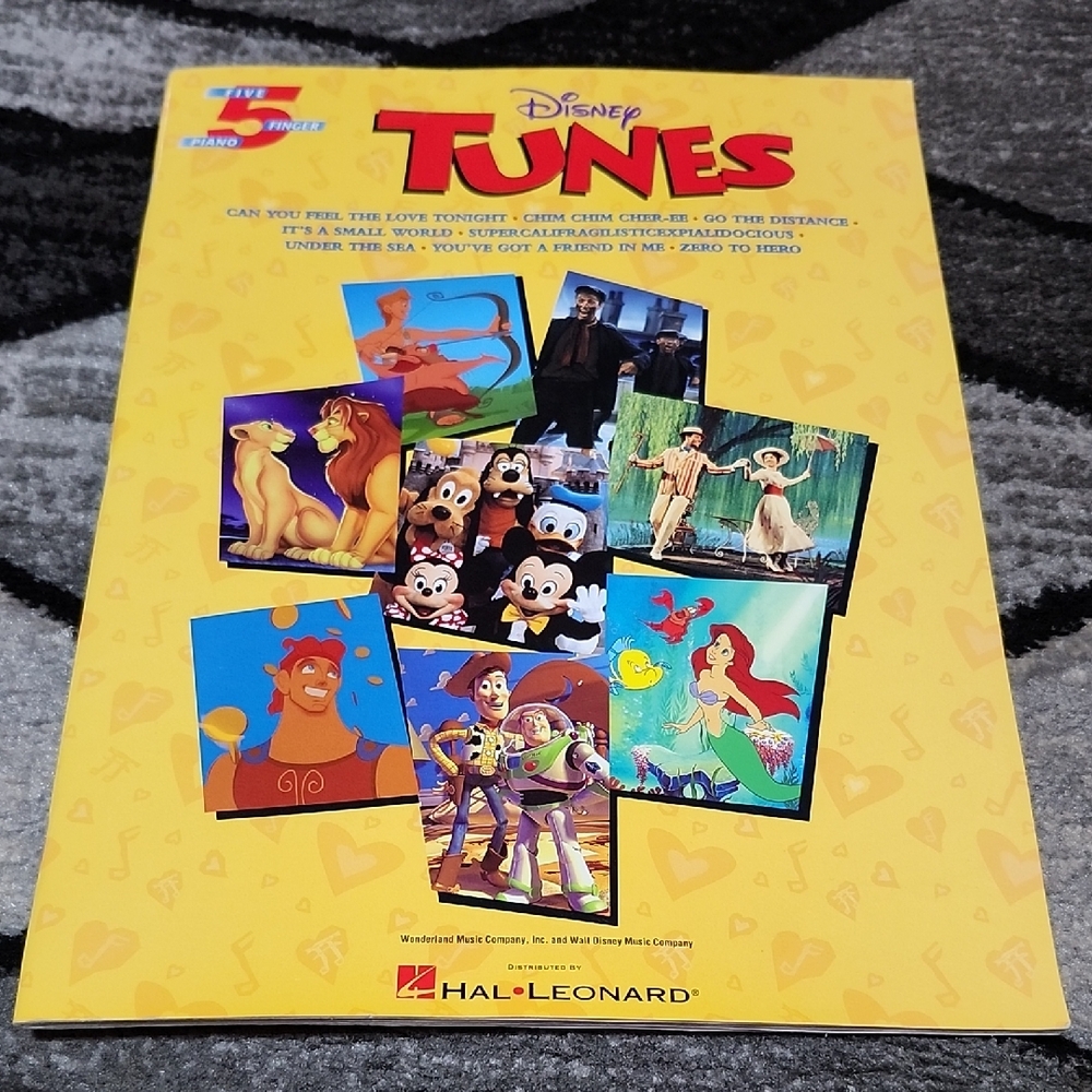 DISNEY TUNES FIVE-FINGER PIANO SONGBOOK BY HAL LEONARD 1998